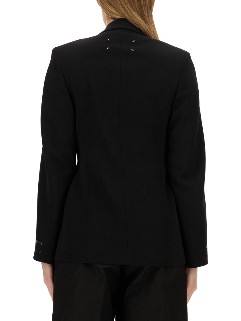 Maison Margiela Slim-fit Wool Jacket With A Fitted Waist In Black