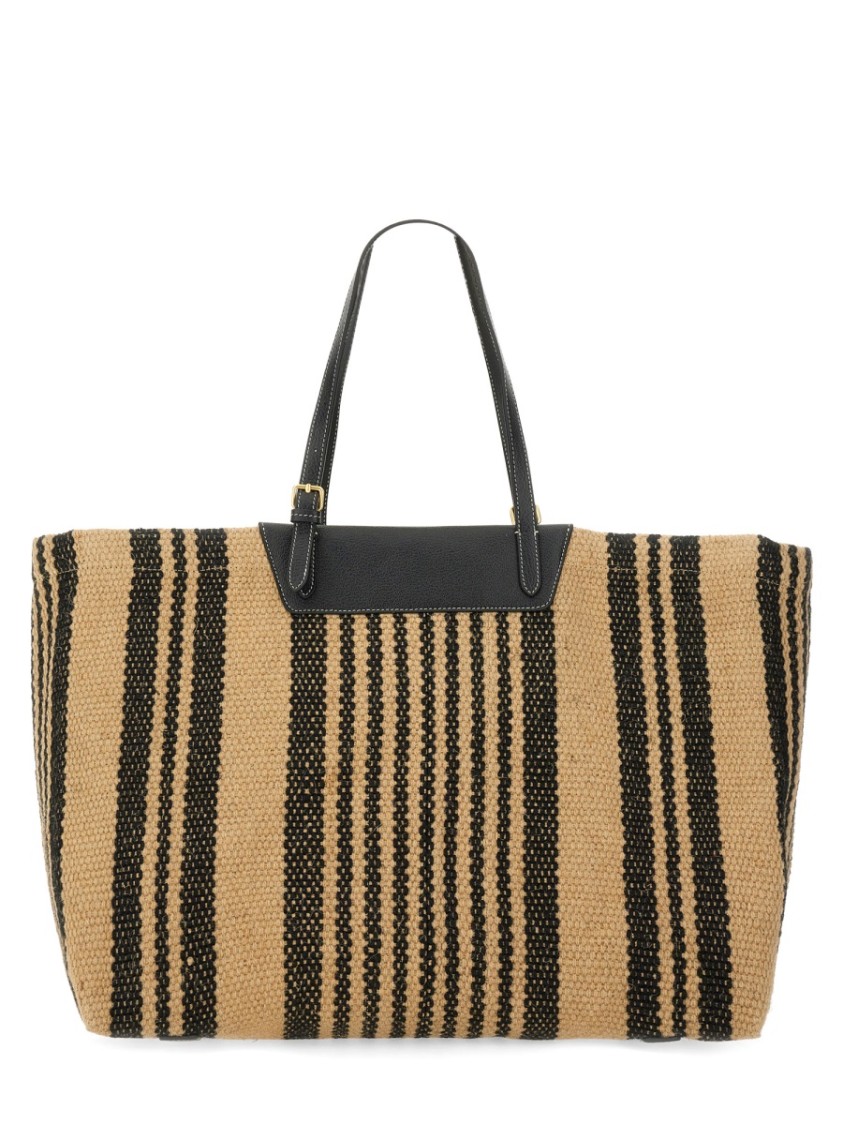 Shop Anya Hindmarch Woven Tote Bag With Logo In Multicolor