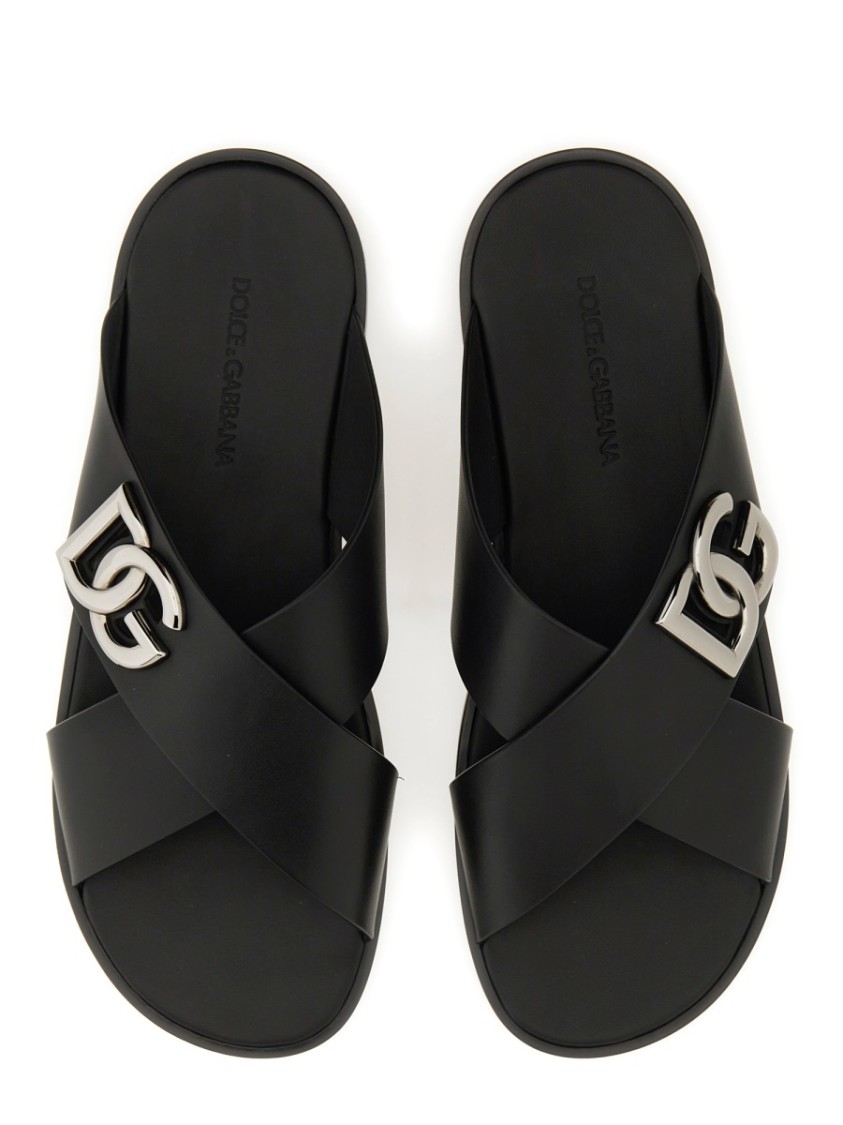 Shop Dolce & Gabbana Leather Sandal In Black