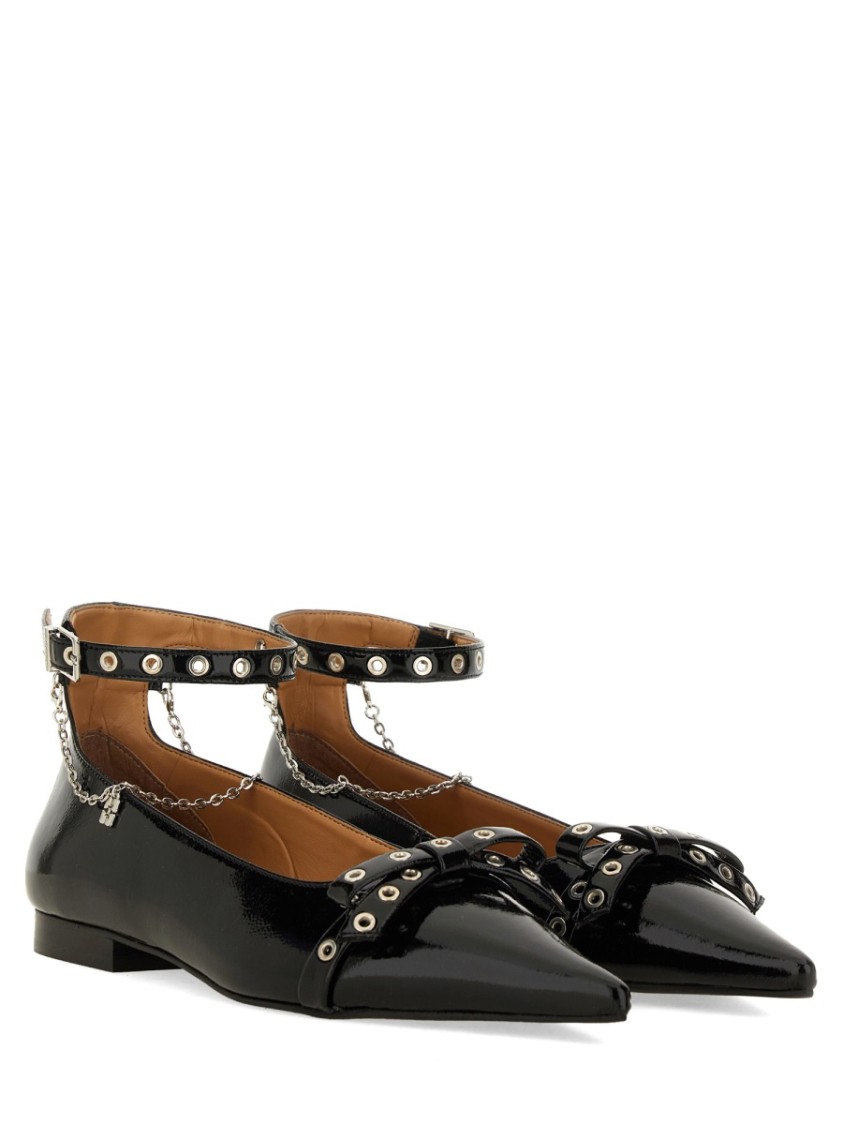 Ganni Jewel Ballerina In Black