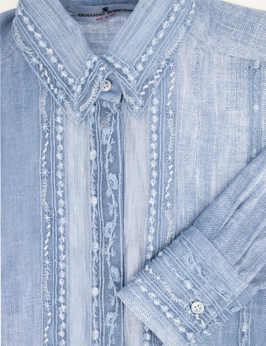 Ermanno Scervino Lace-detail Shirt With Textured Fabric