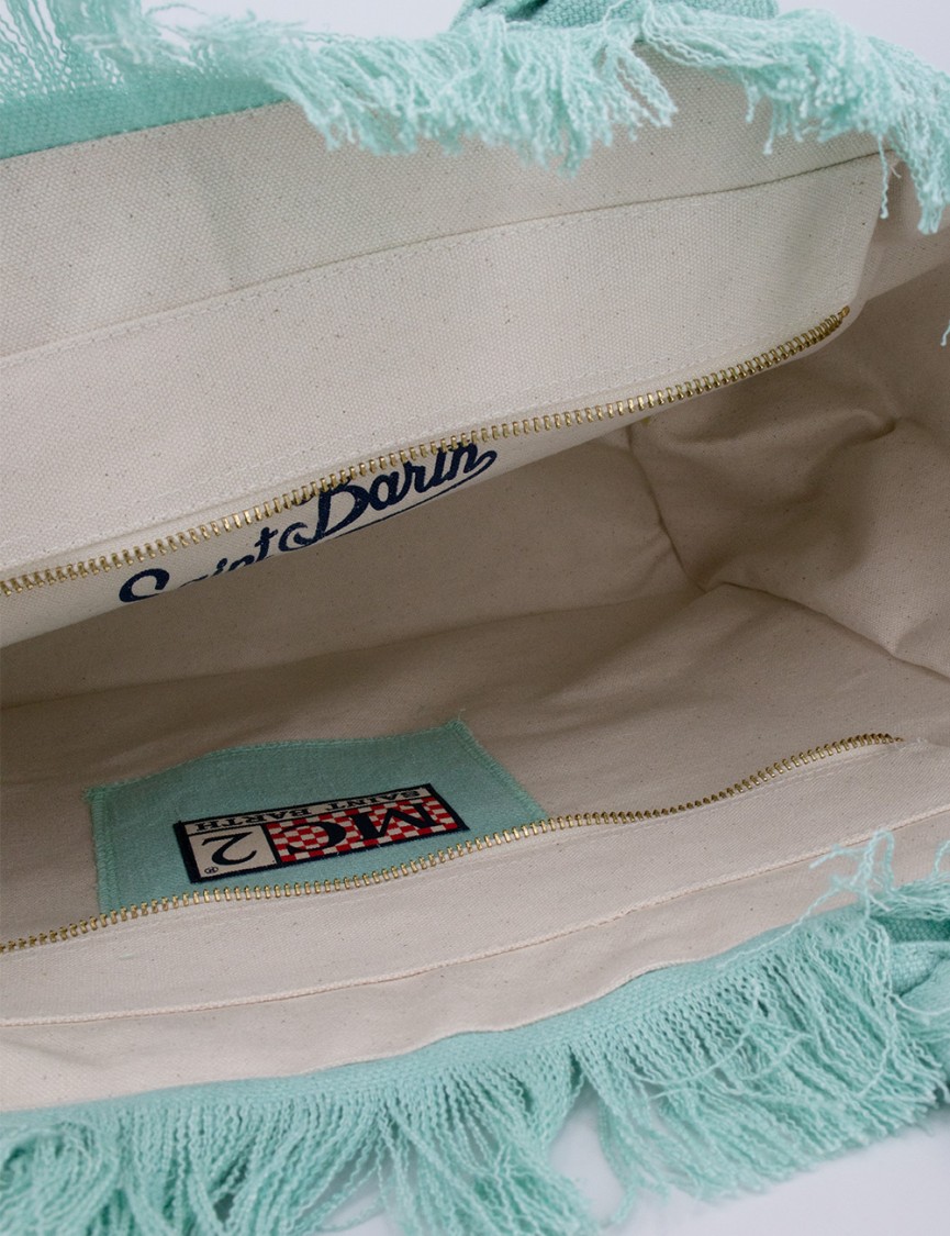 Mc2 Saint Barth Linen Bag With Printed Logo