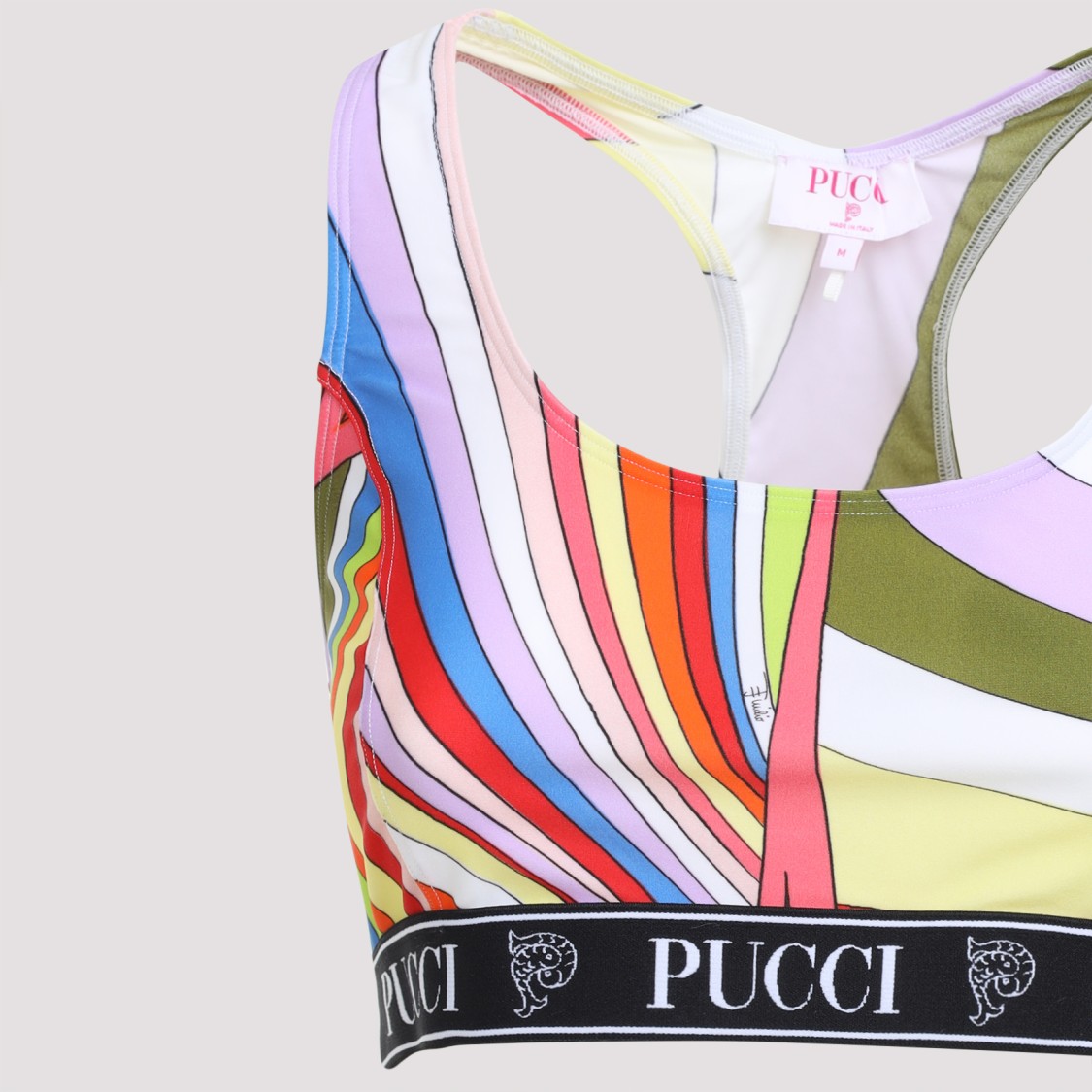Pucci Multicolor Racerback Top With Signature Pattern In White
