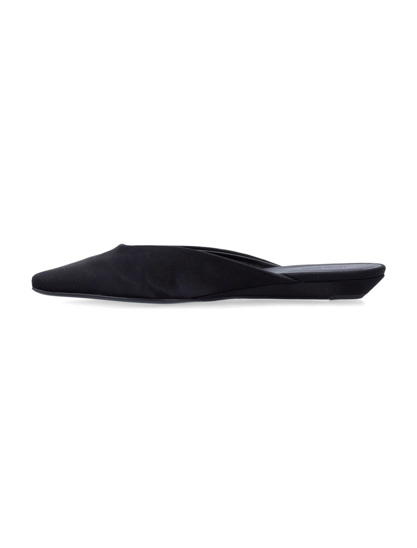 Shop Loulou Studio Pointed Toe Mules With Angled Heel In Black