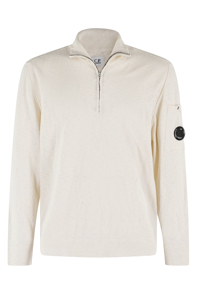 C.p. Company Lens-detail Sweater In Neutrals
