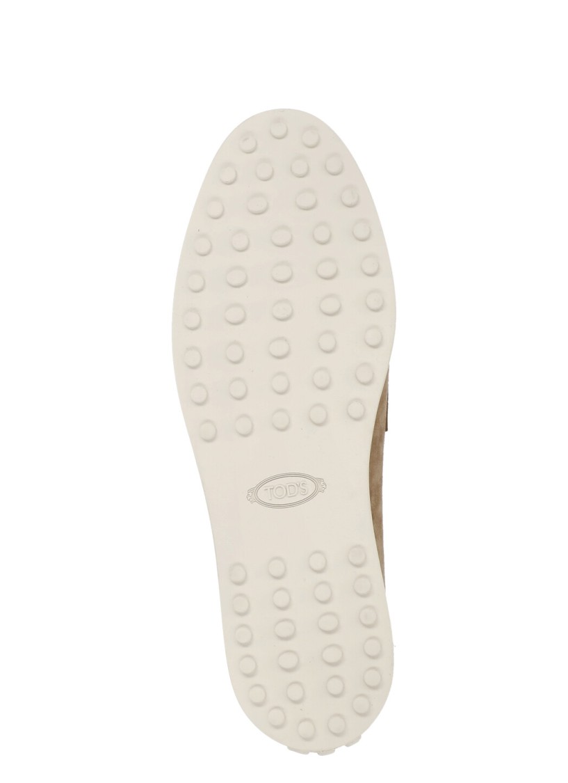 Shop Tod's Beige Suede Leather Loafers In Neutrals