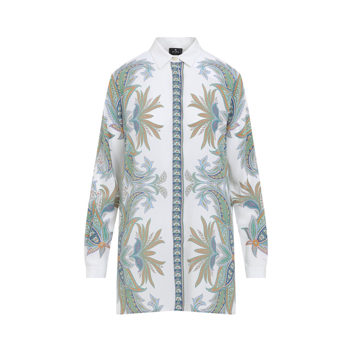 Etro Paisley Print Silk Shirt With Buttoned Cuffs In Multicolor