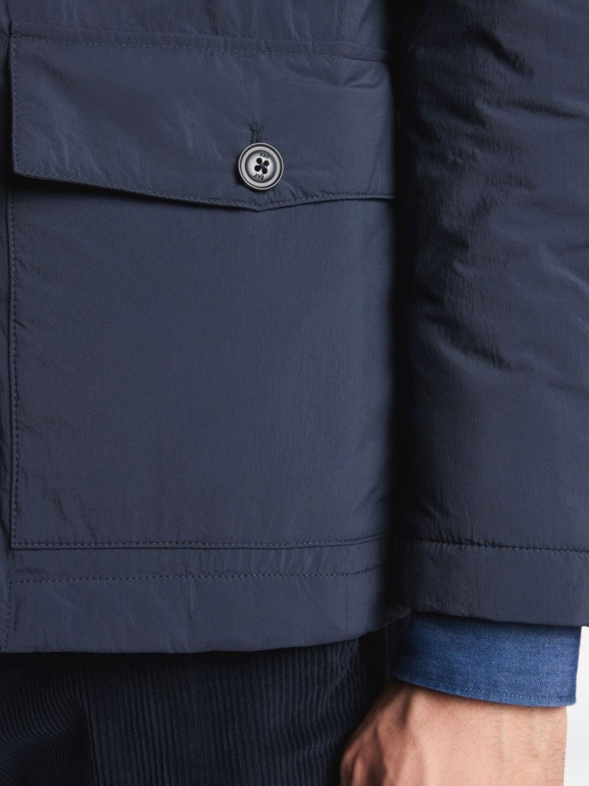 Fay Contemporary Blue Coat With High Collar In Blue