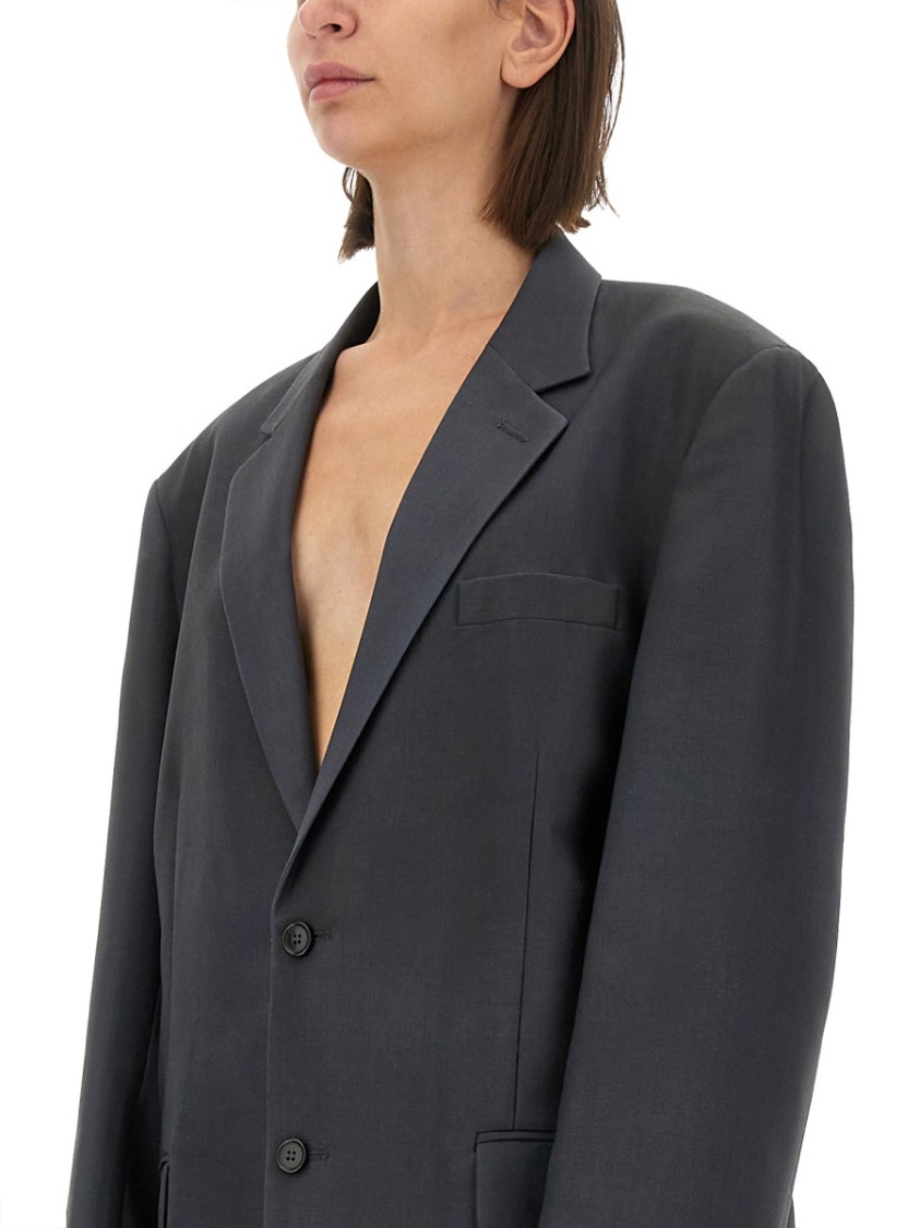 Maison Margiela Oversized Mohair Wool Blazer In Grey