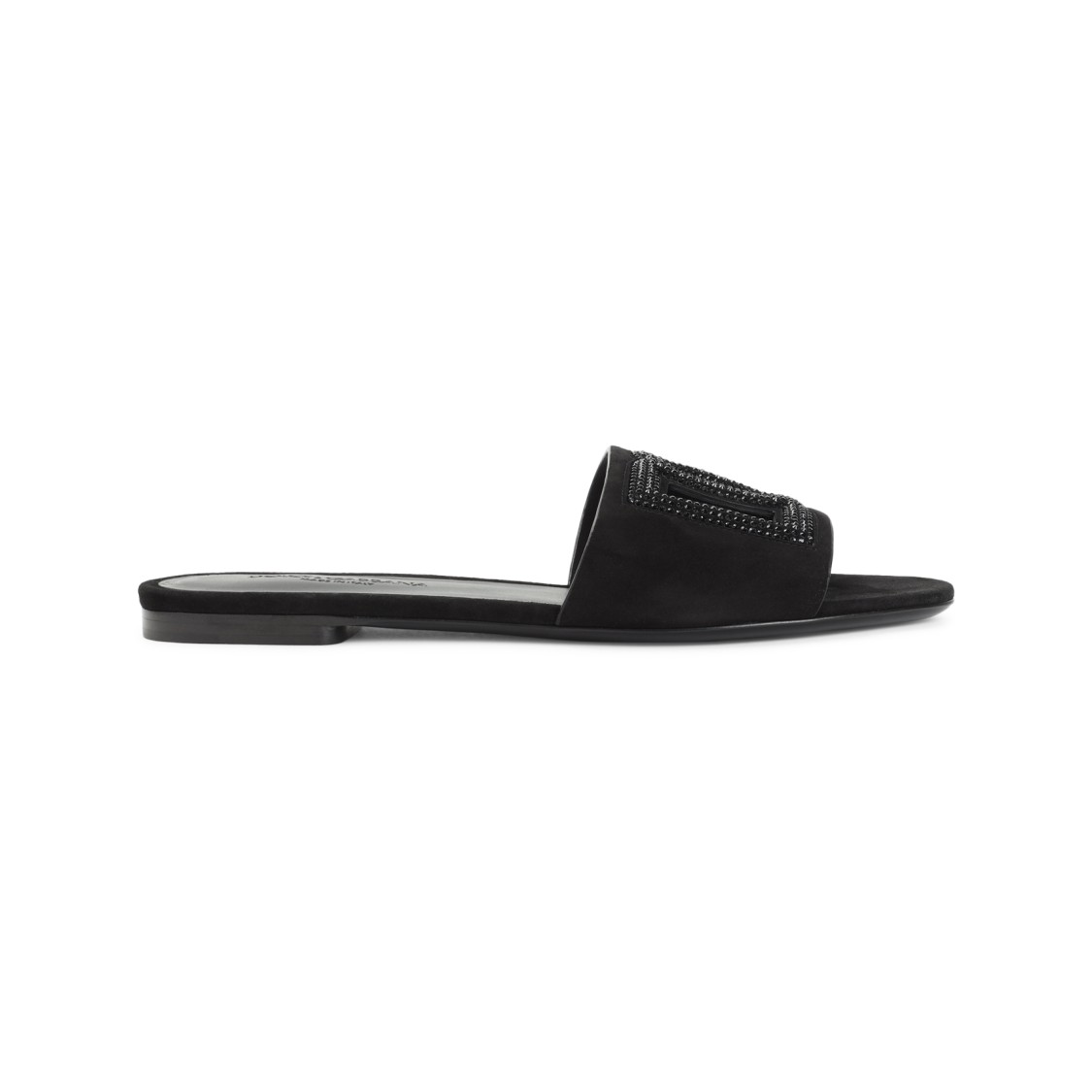Dolce & Gabbana Open-toe Black Goat Leather Slippers In Black