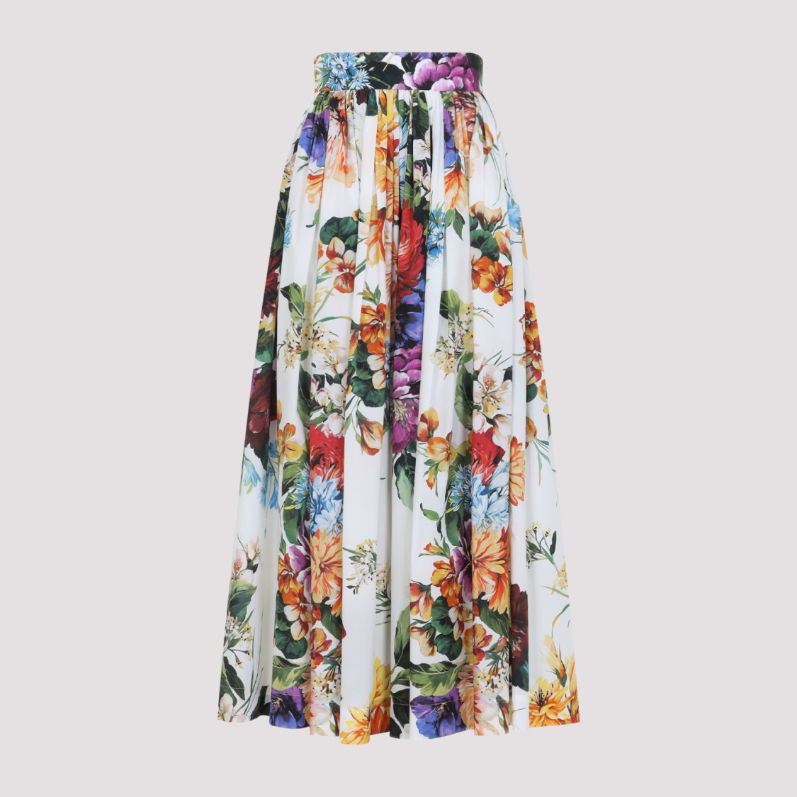 Dolce & Gabbana High-waisted Skirt With A Floral Bouquet Print In Multi