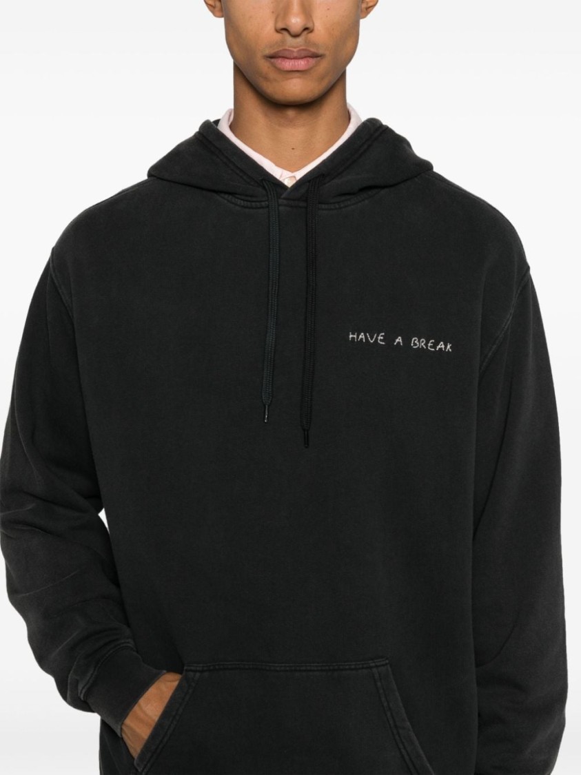 Shop Maison Labiche Carbon Washed Grey Logo Hoodie