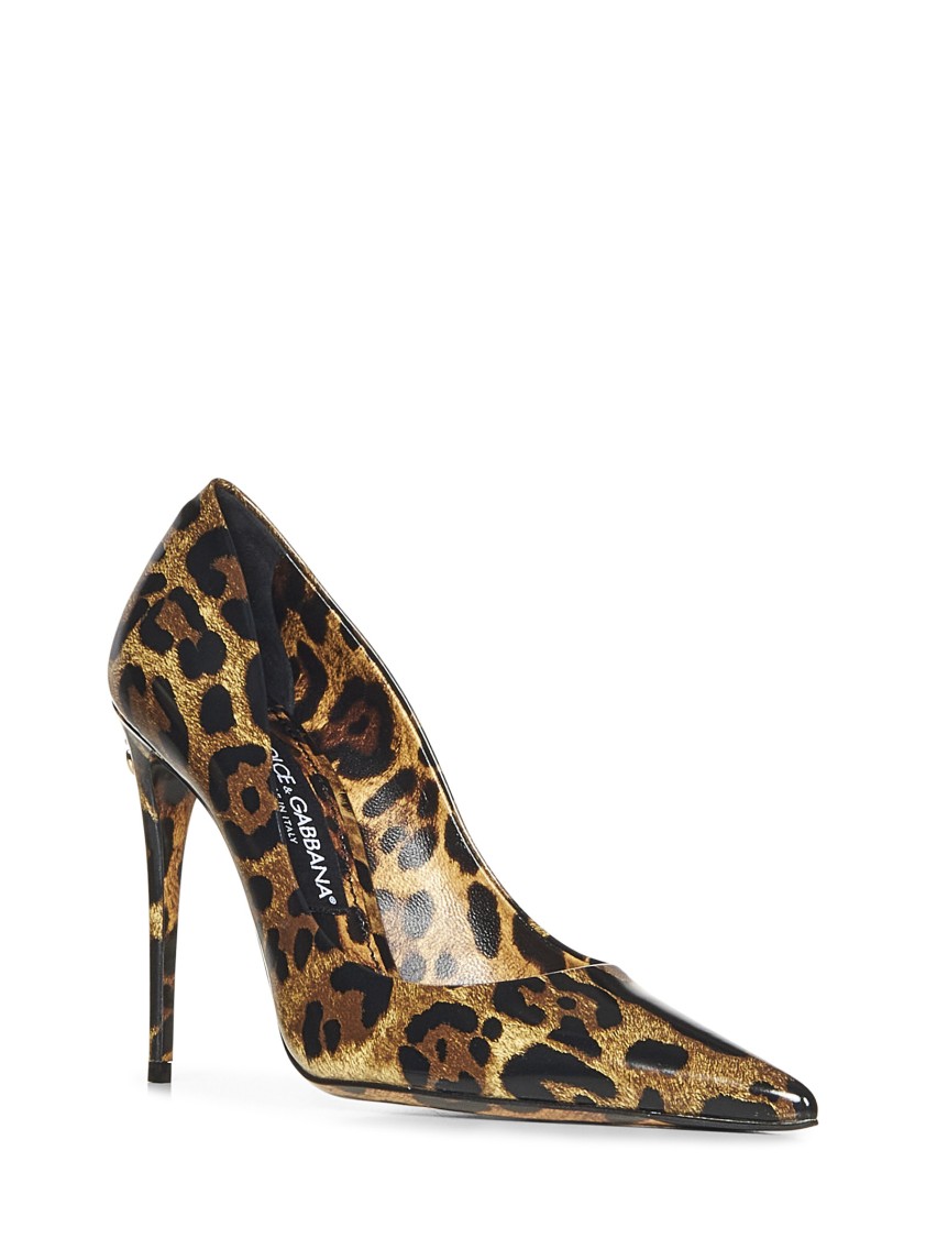 Dolce & Gabbana Brown Leo-print Calf Leather Pumps In Brown