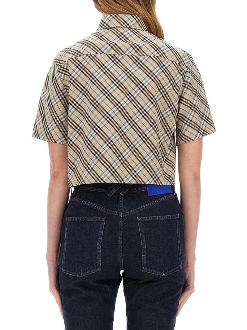 Shop Burberry Classic Plaid Cropped Shirt In Multicolor