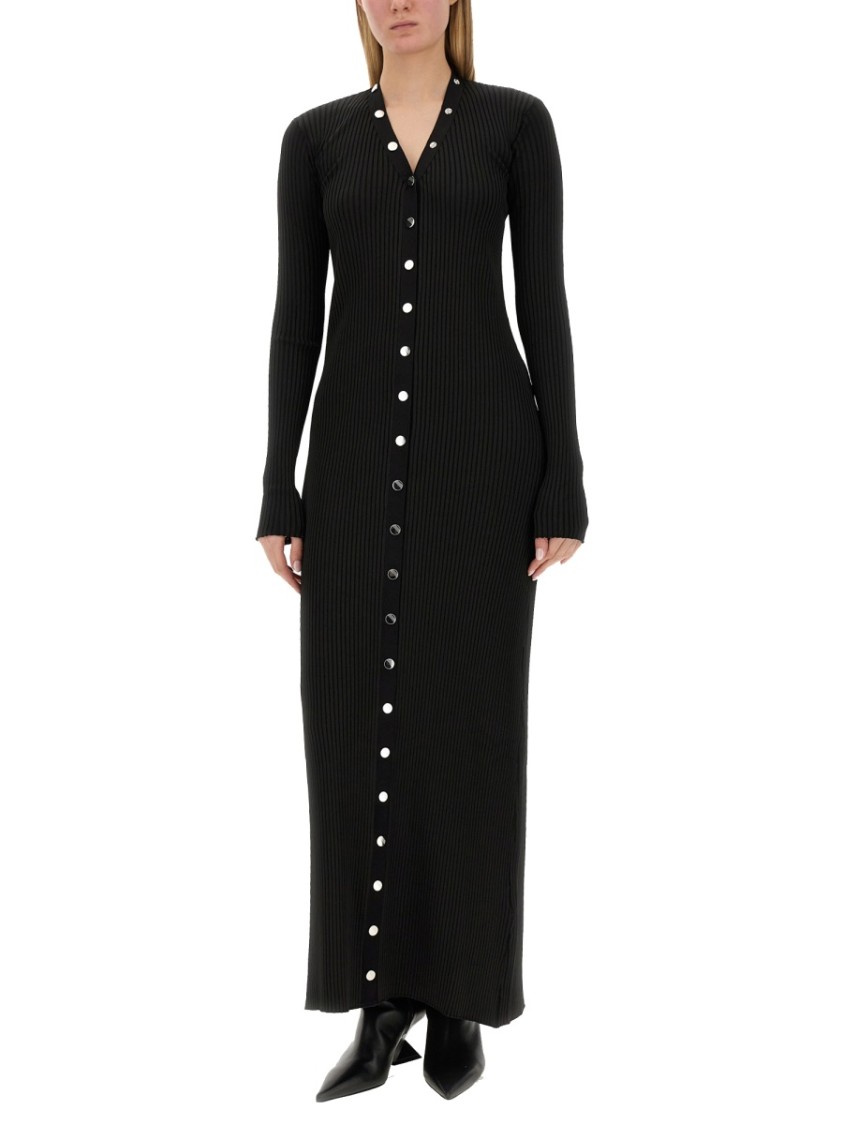 Attico Black Viscose Long Cardigan In Black