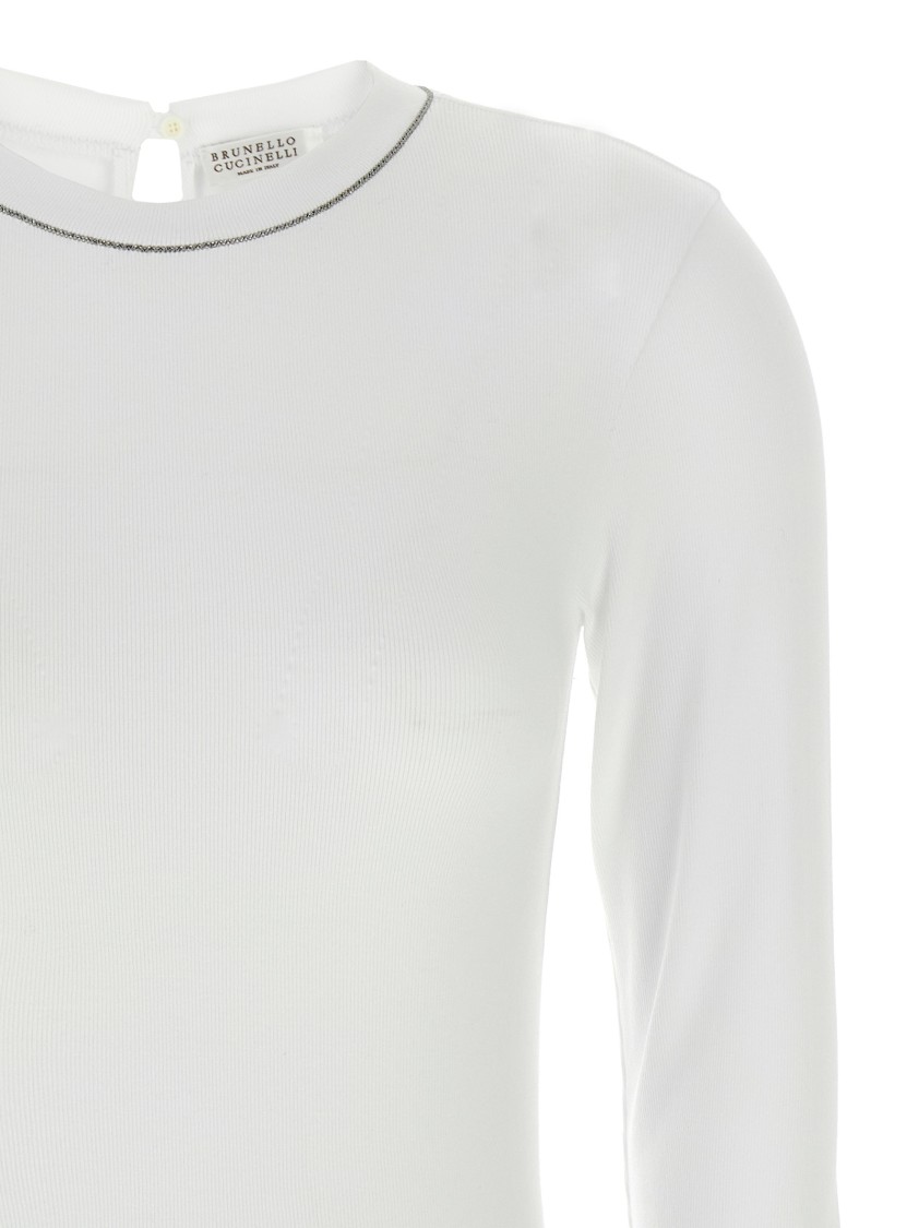 Brunello Cucinelli Shiny Collar' T-shirt In White
