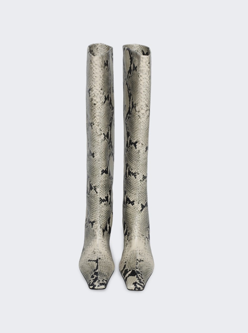Khaite Ona Snake-print Leather Knee Boots