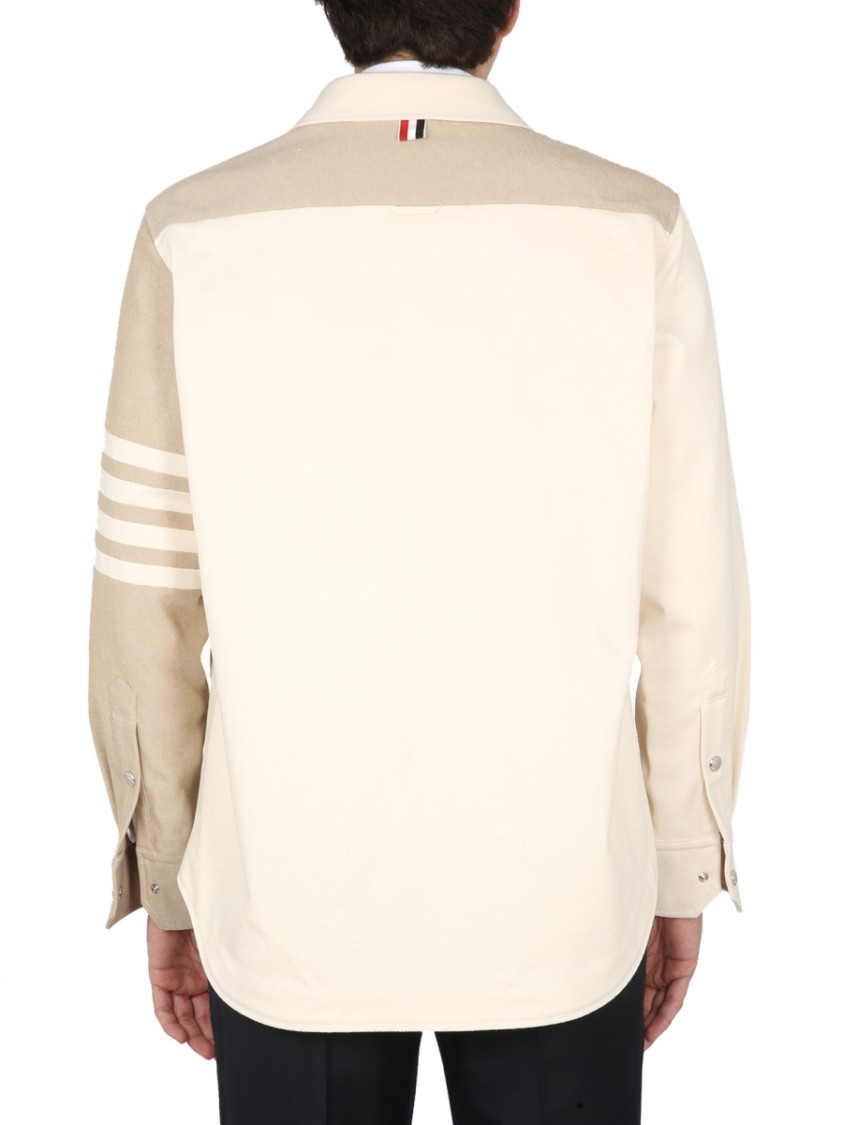 Shop Thom Browne Denim Jacket In Neutrals