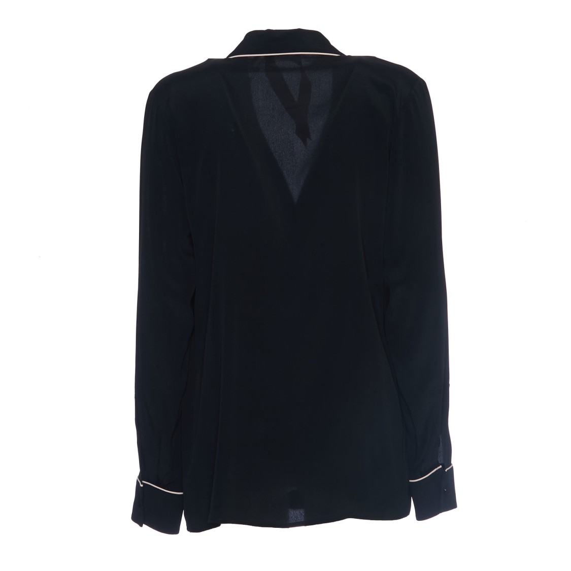 N°21 Open Collar Shirt With Contrasting Piping In Black