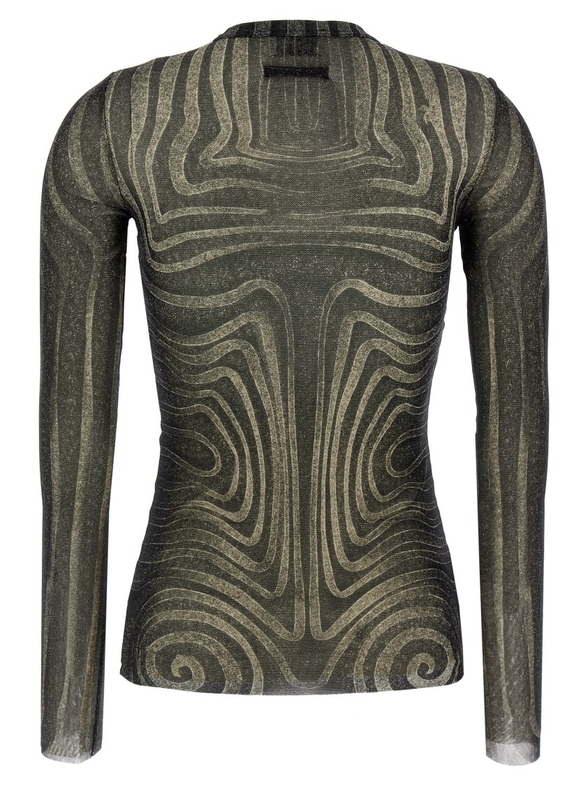 Jean Paul Gaultier Printed Semi-transparent Tulle Top