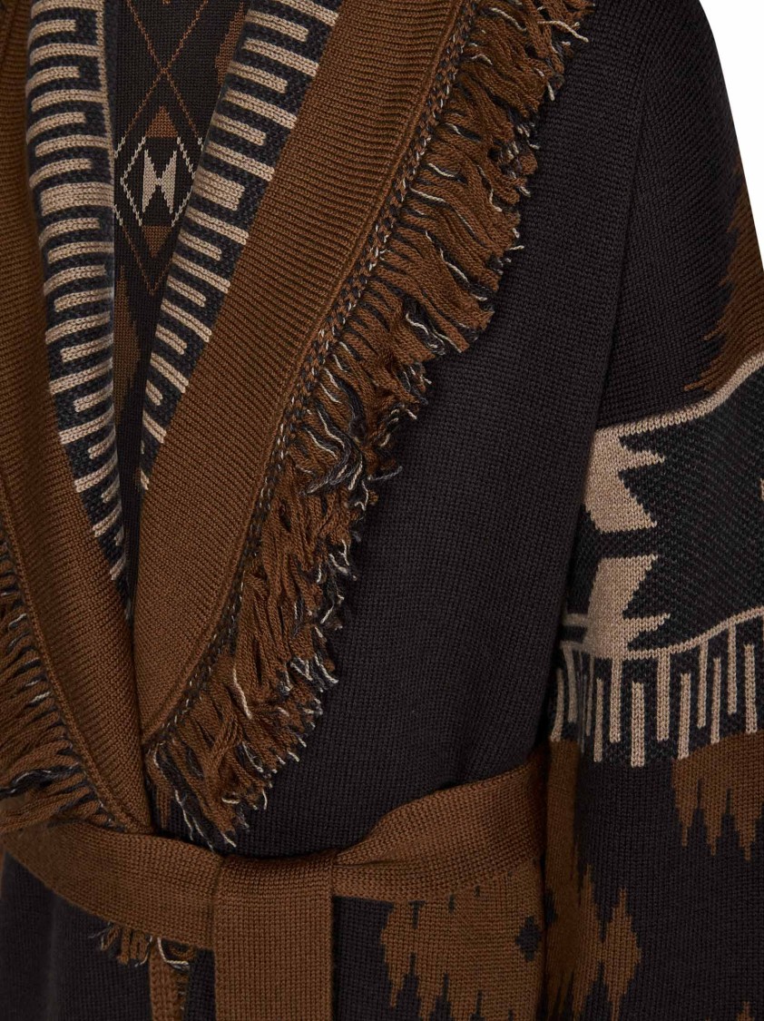Alanui Icon Jaquard Coat In Brown