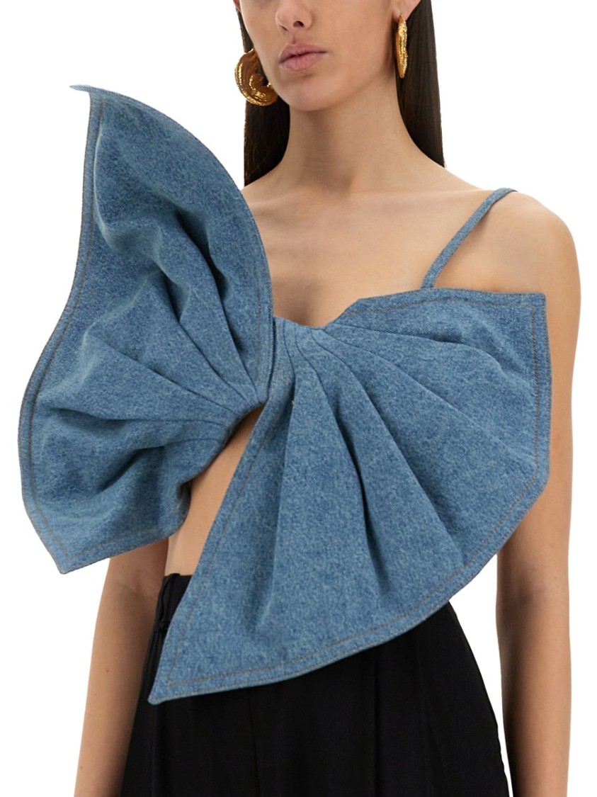 Nina Ricci Twisted Design Top With Sculptural Front In Blue