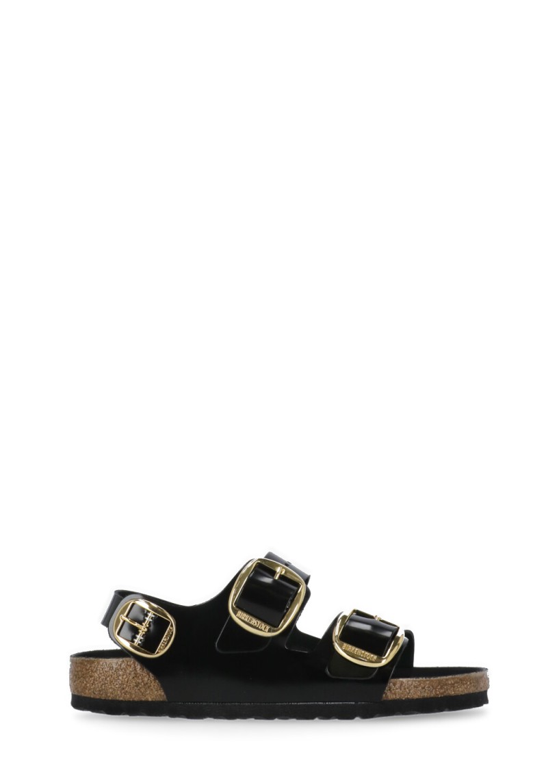 Birkenstock Milano Big Buckle I Lacquered Leather Sandal Color Bla In Black