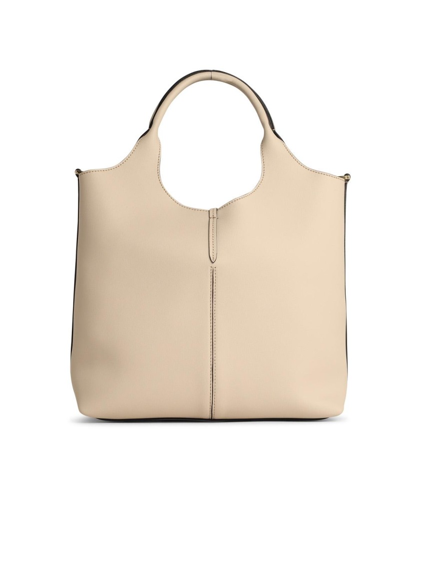 Tod's Beige Leather Shopping Bag In Neutrals