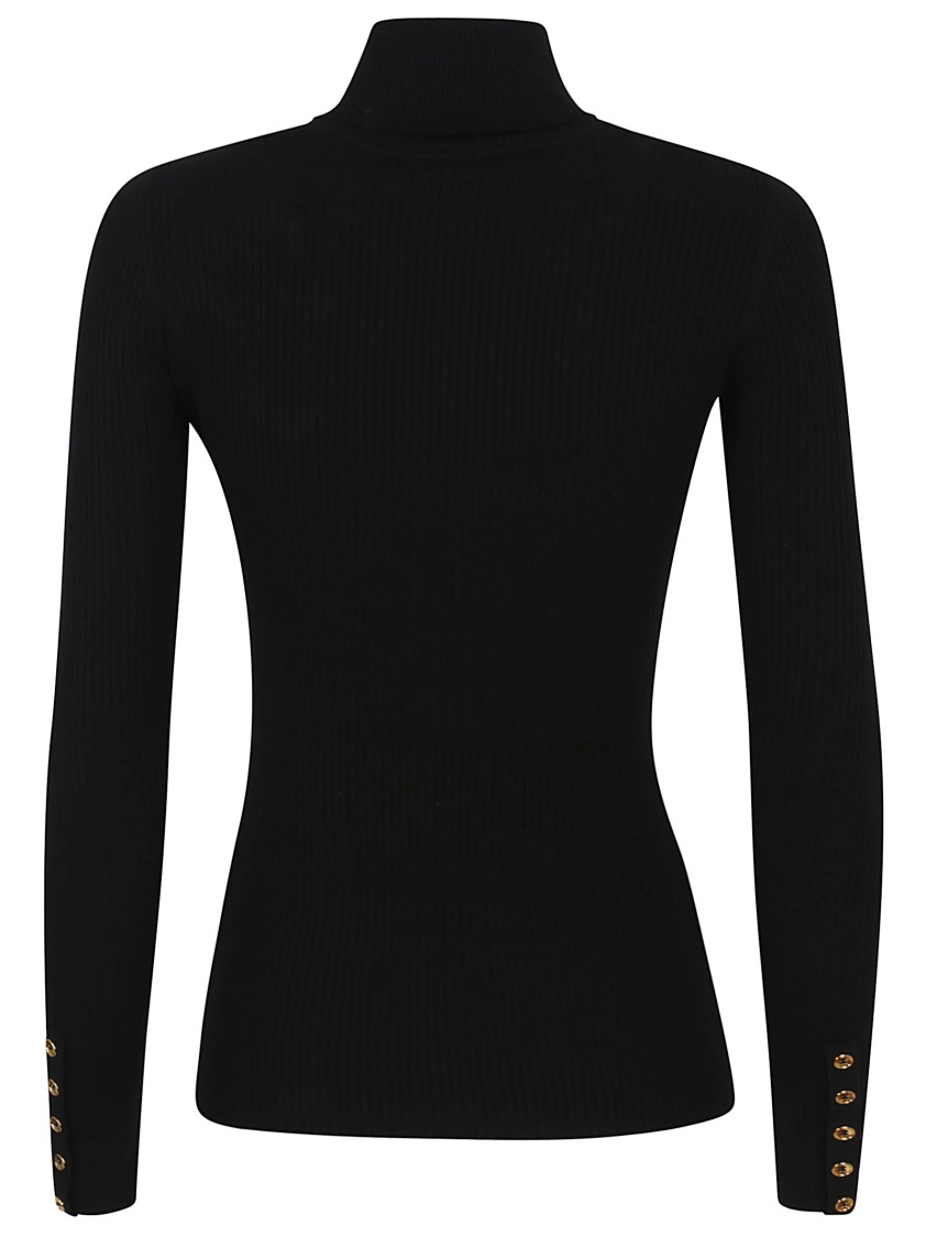 Elisabetta Franchi Ribbed Turtleneck Sweater Sweaters And Cardigans Black In Black