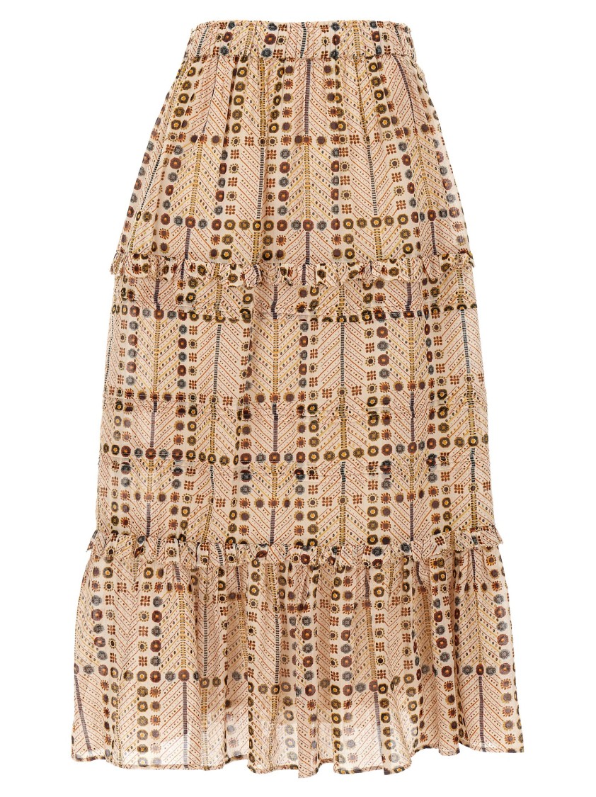 Isabel Marant Étoile Tiered Ruffled Skirts In Printed Lightweight Fabric In Brown