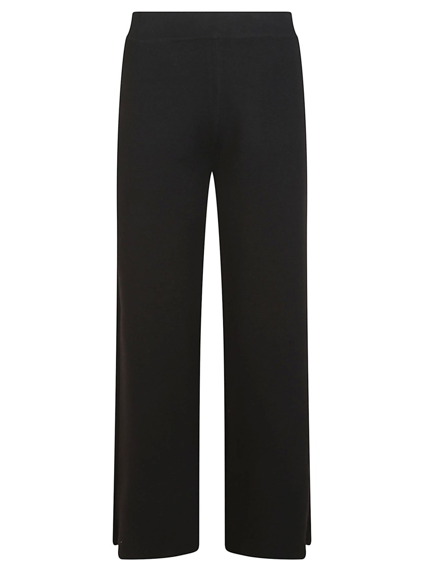 P.a.r.o.s.h . Wool Blend Knit Trousers With Flared Fit And Elastic Waist In Black