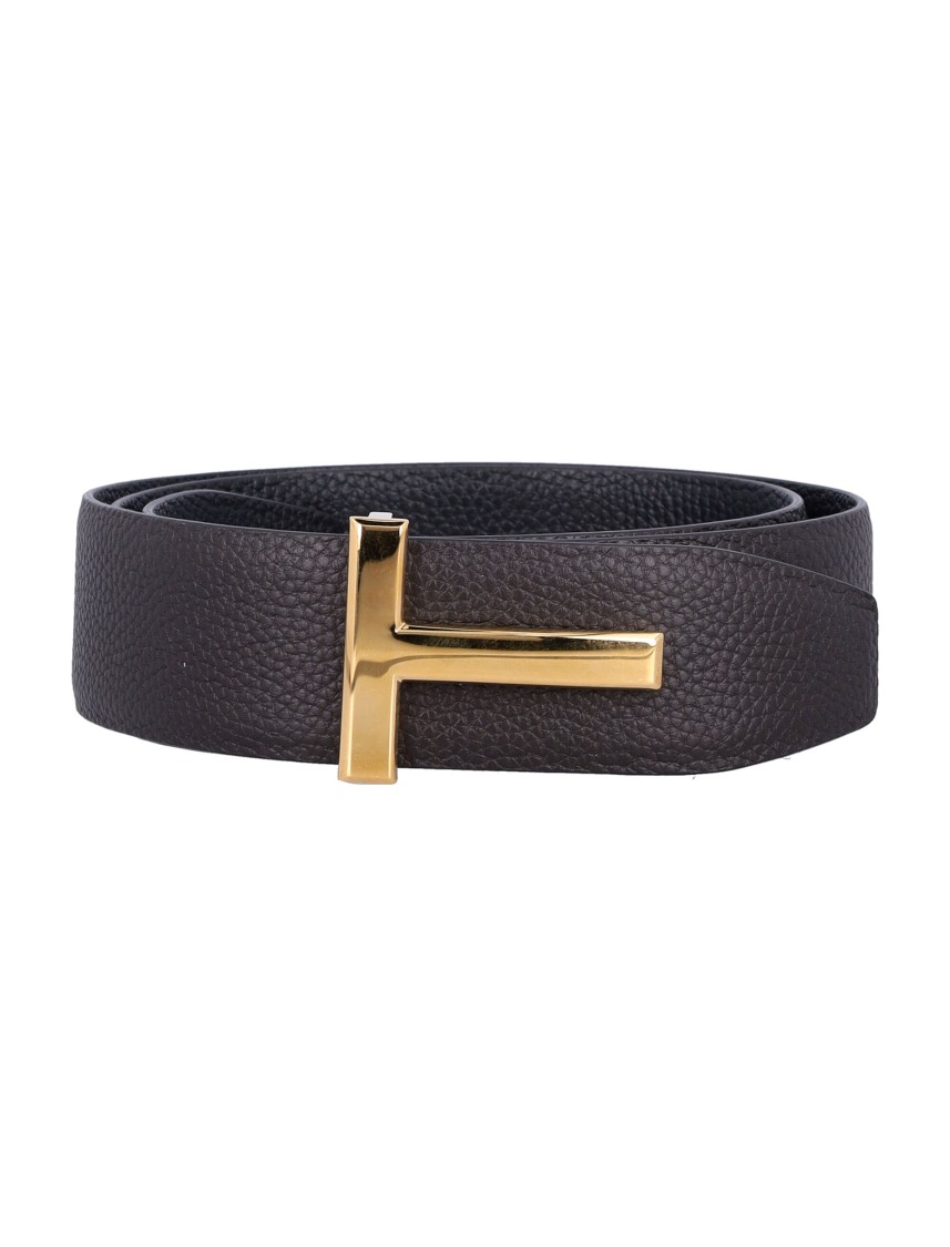 Tom Ford Grain Leather Icon Belt In Black
