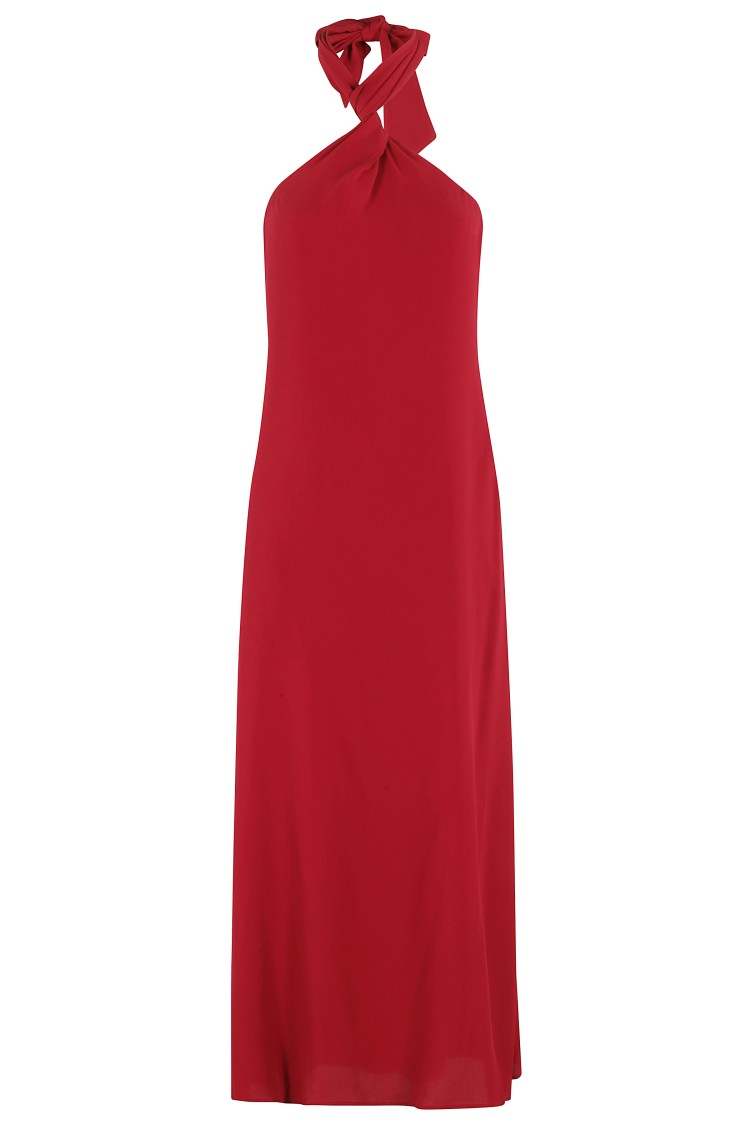 Shop Federica Tosi Twist Crepe De Chine Dress In Red
