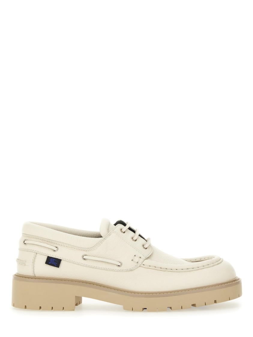 Shop Burberry "raft" Moccasin In Neutrals