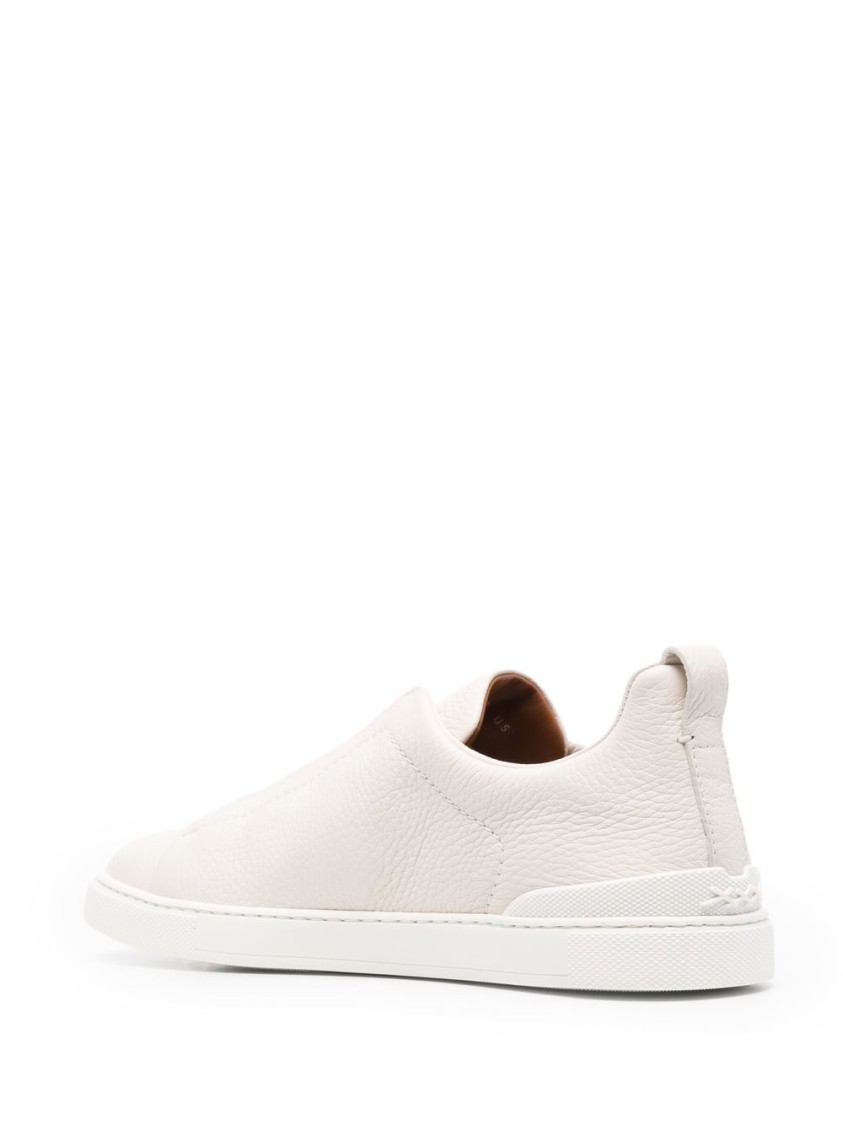 Shop Zegna Triple-stitch Low-top Sneakers In White