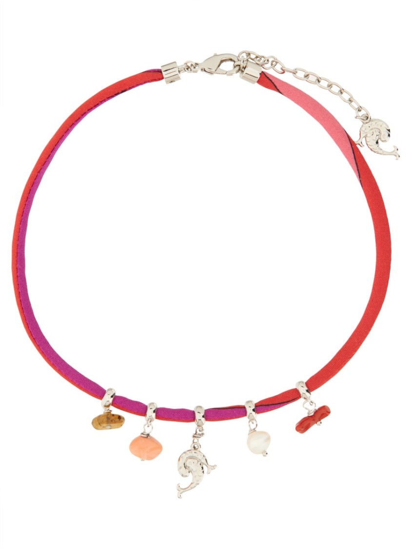 Pucci Silk Pendant Necklace With Gradient In Red