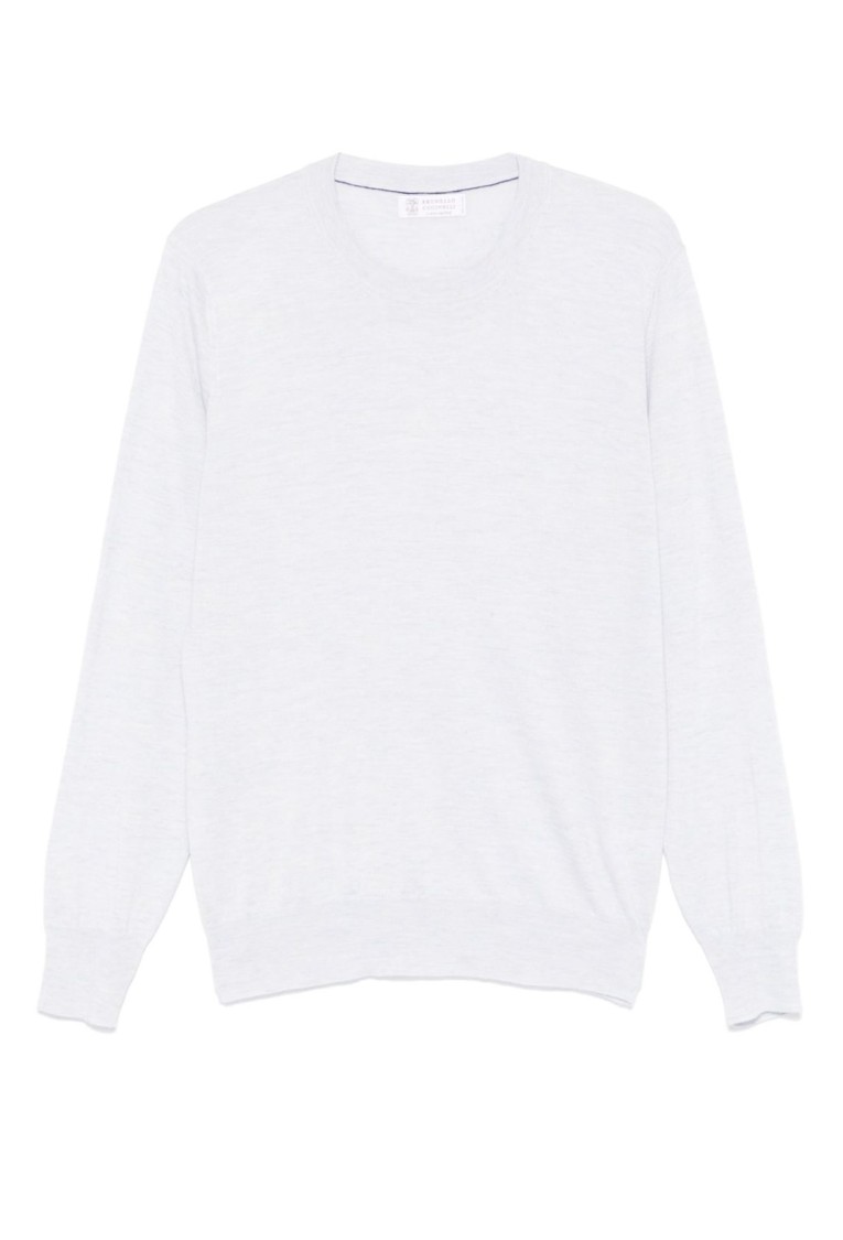Brunello Cucinelli Lightweight Crew Neck Sweater With Soft Texture In White