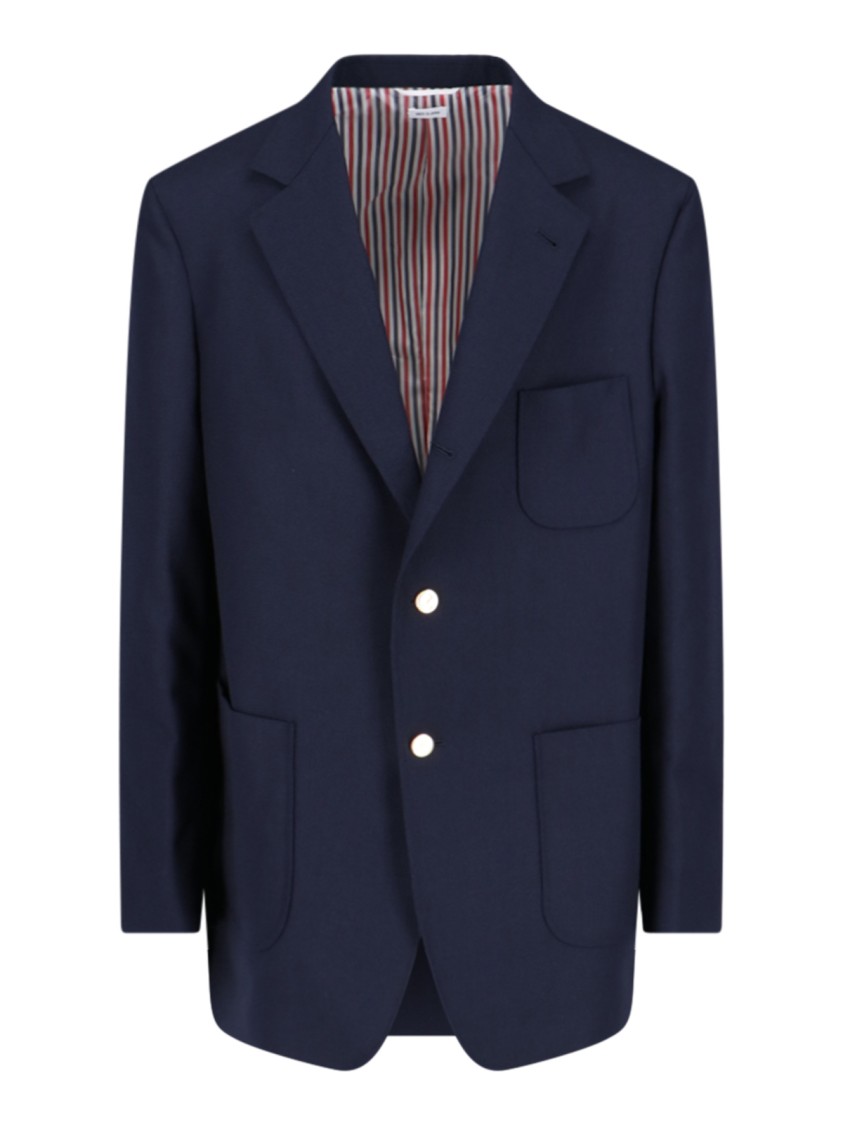 Thom Browne Blue Virgin Single-breasted Blazer - Blue In Blue