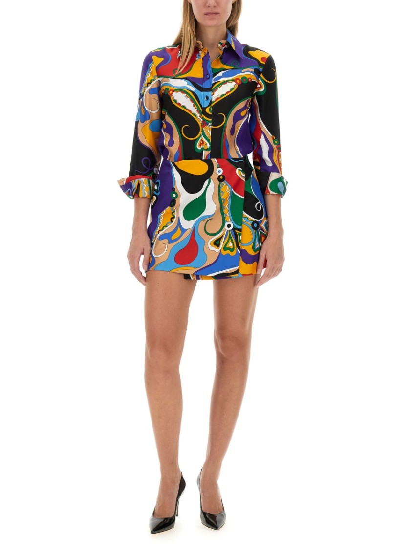 Pucci Printed Silk Shirt With Classic Collar
