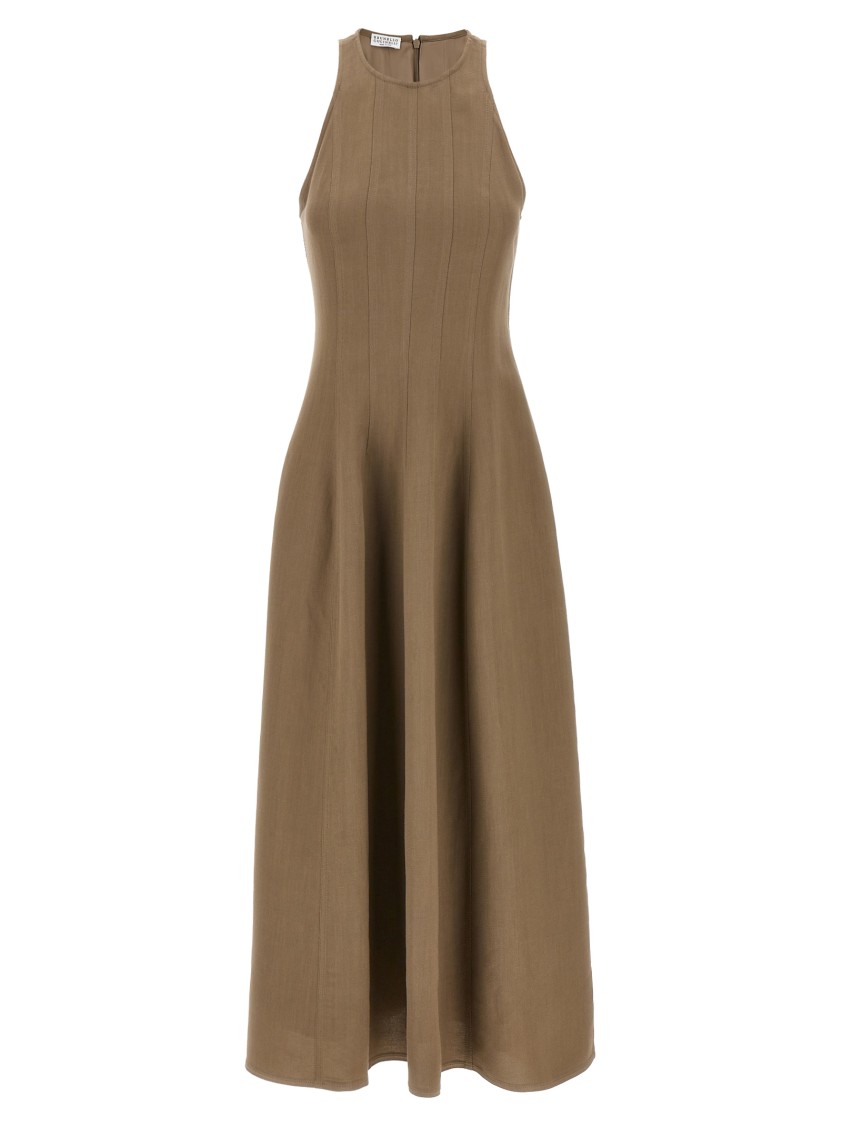 Brunello Cucinelli A-line Dress In Viscose And Linen Blend