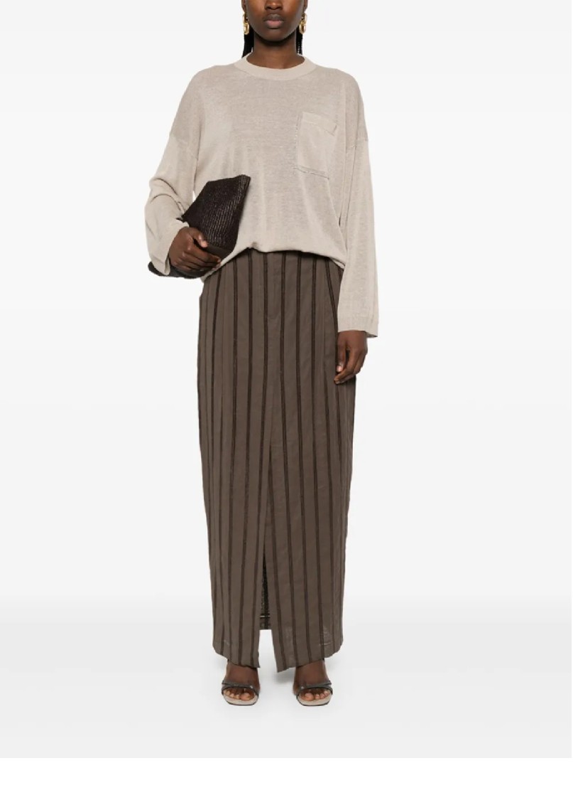 Brunello Cucinelli Long-sleeved Top With Relaxed Fit In Neutral