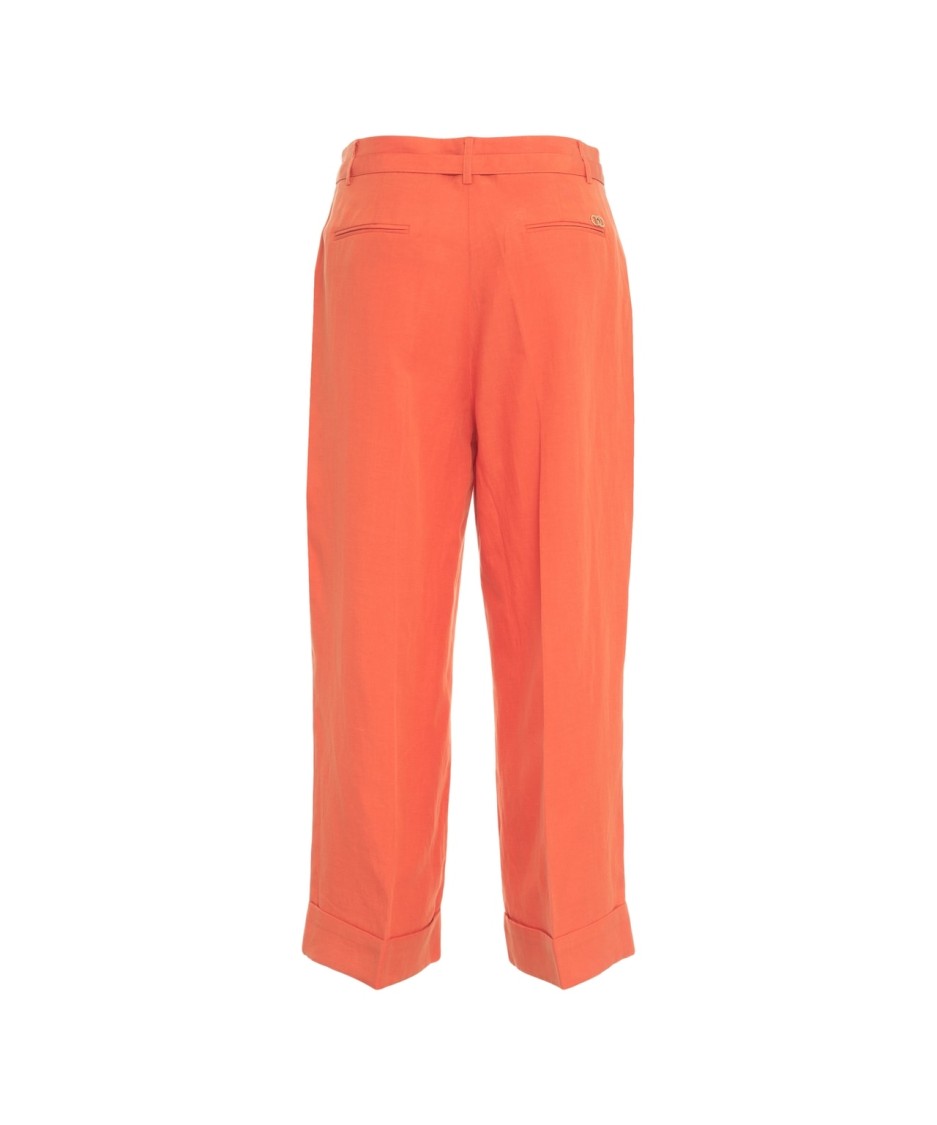 LIU •JO LIU JO HIGH-WAISTED LINEN BLEND PANTS WITH WIDE LEG