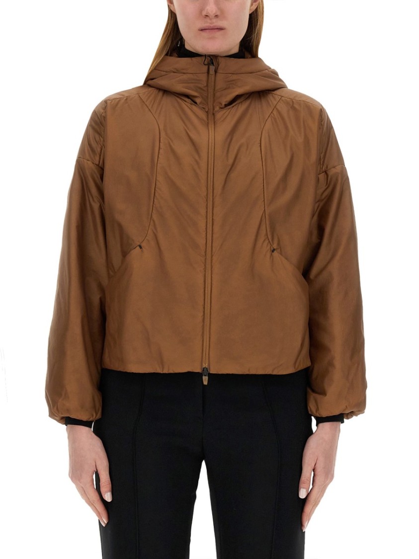 Herno Cropped Brown Nylon Jacket In Brown