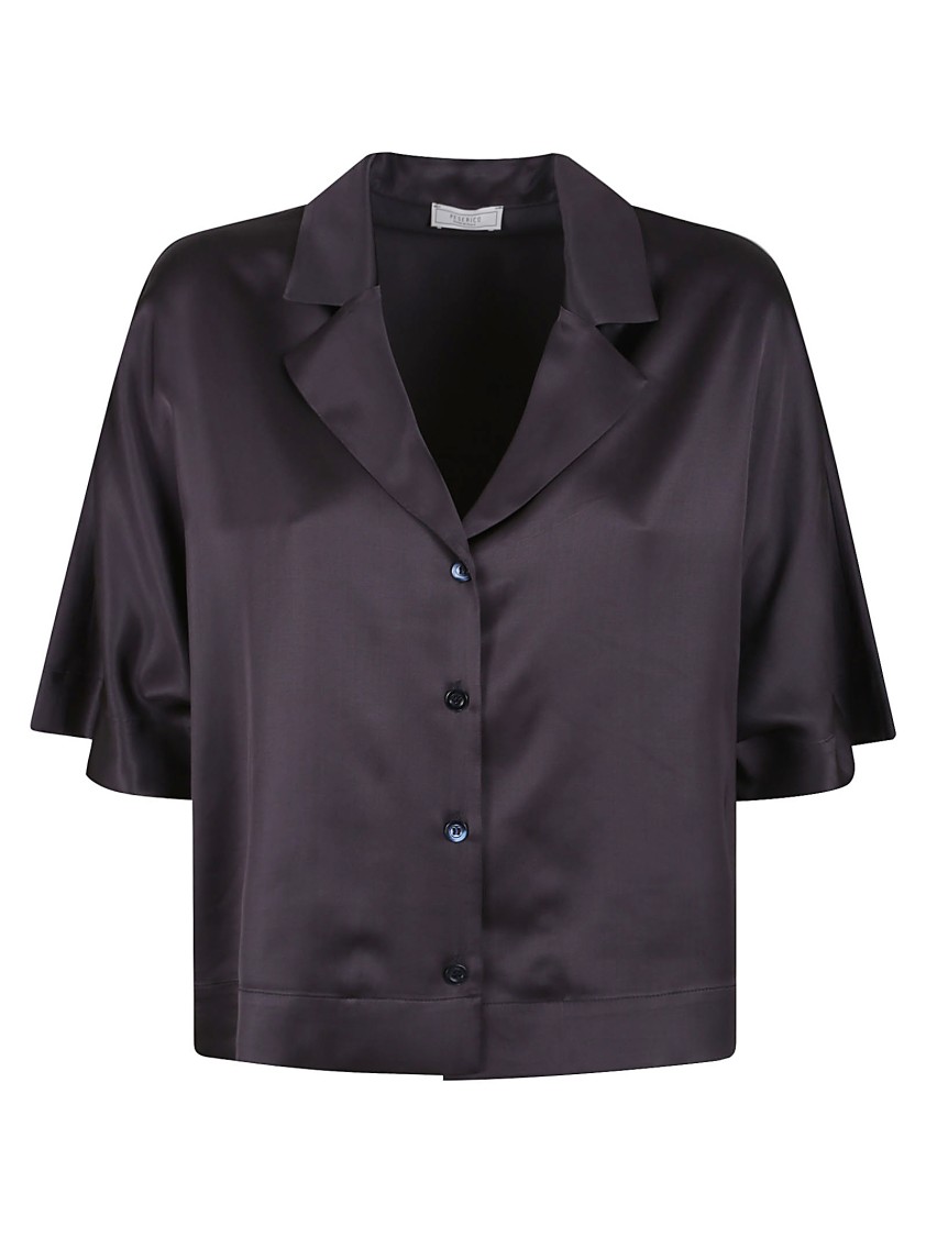 Shop Peserico Viscose Satin Shirt In Grey