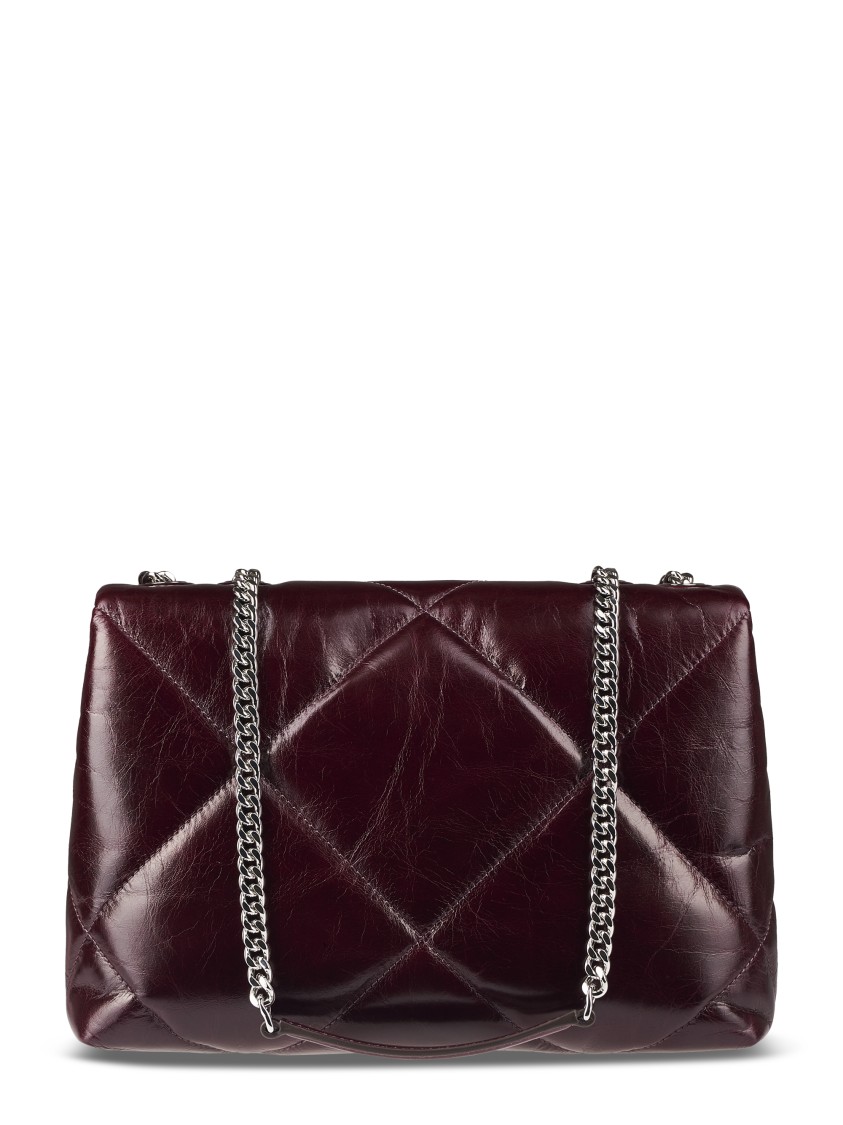 Tory Burch Kira Diamond Quilt Distressed Convertible Shoulder Bag In Burgundy