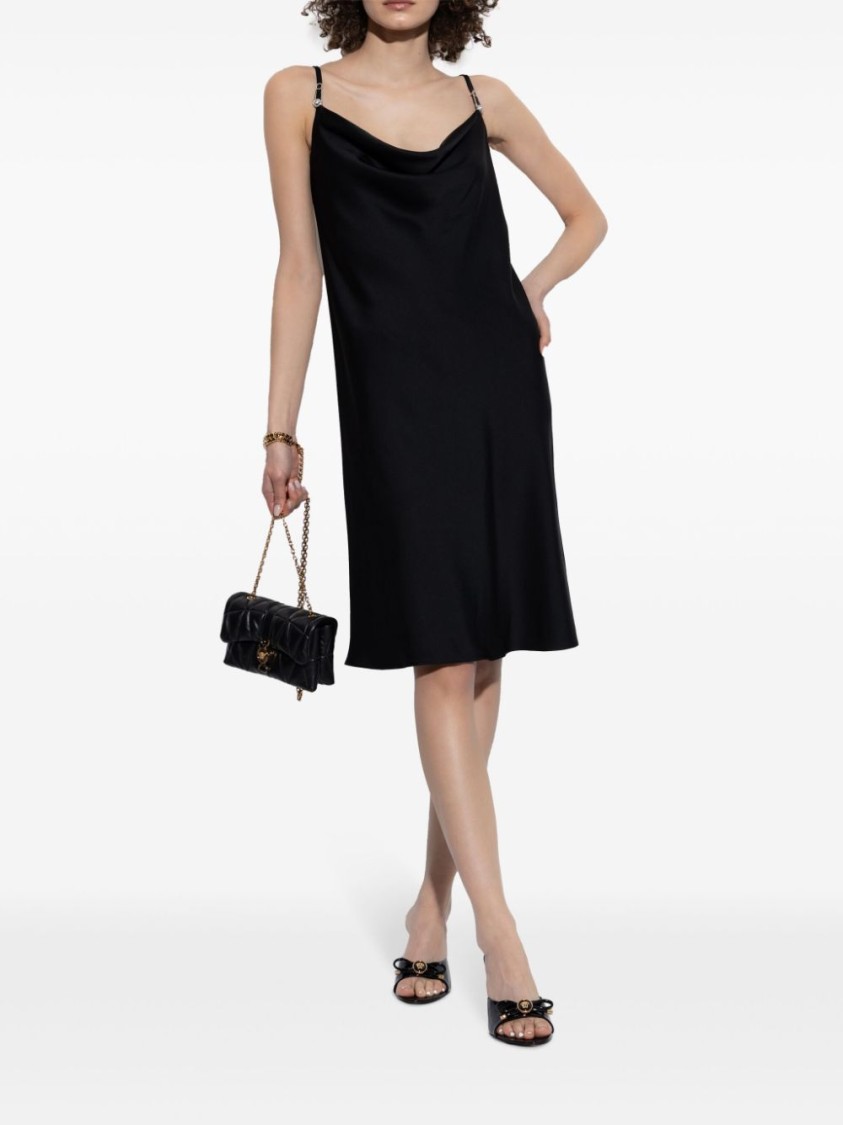 Versace Black Cowl Neck Mini Dress In Black