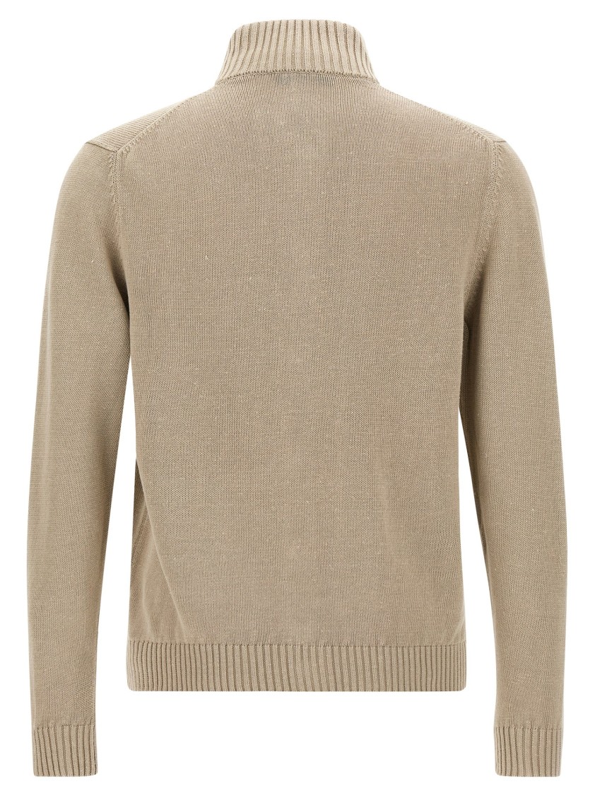 Zanone Knitwear In Linen And Cotton With Buttons In Neutral