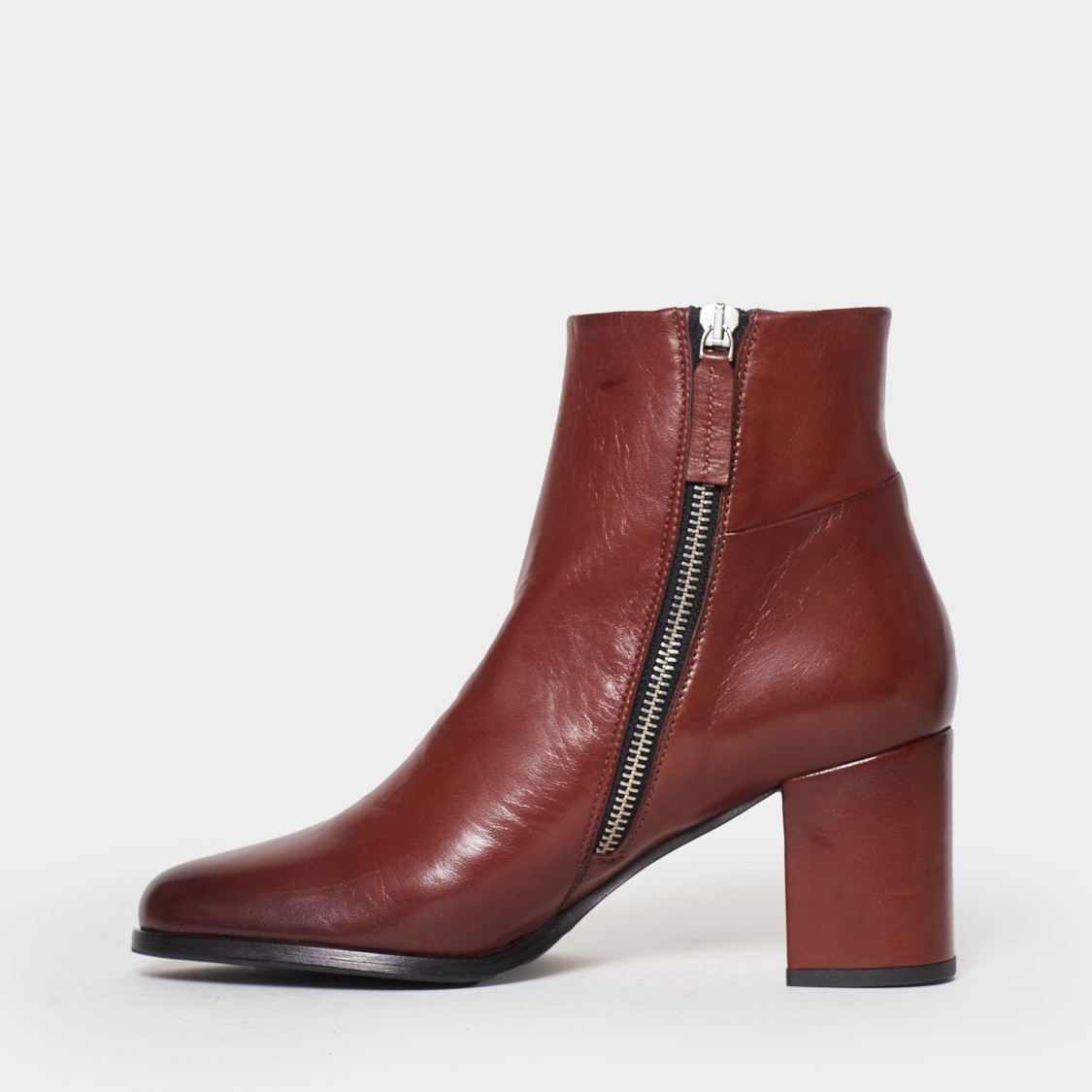 Rossano Bisconti Ankle Boot In Soft Cognac Leather With Side Zip