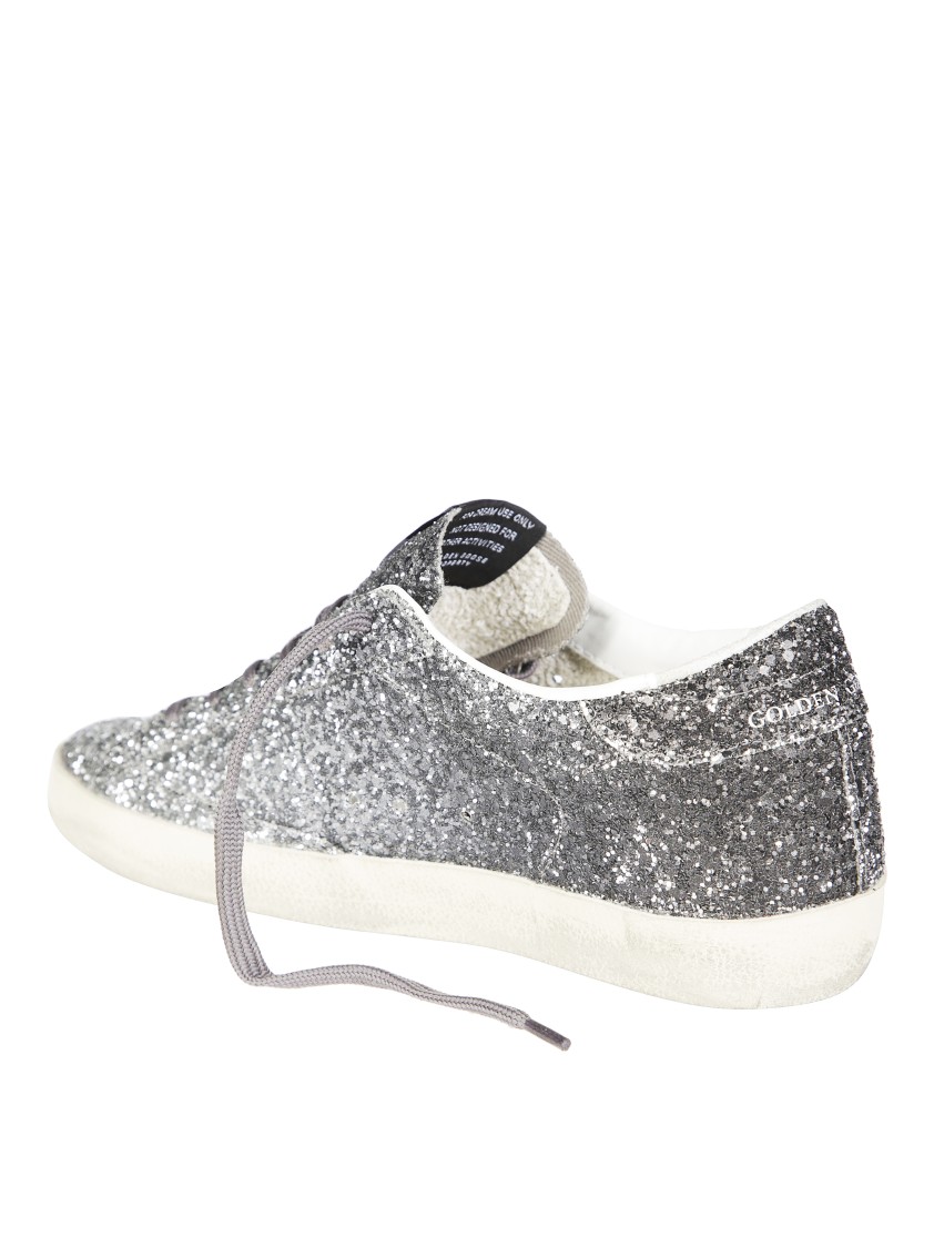 Golden Goose Glitter-finish Sneakers With Star Design And Vintage Sole In White
