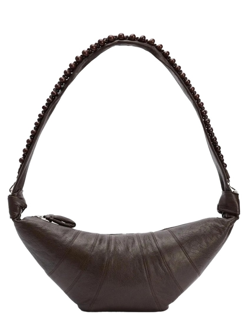Lemaire Pearls Medium Croissant Bag In Black